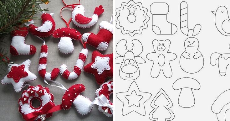 Трафареты новогодних игрушек из фетра