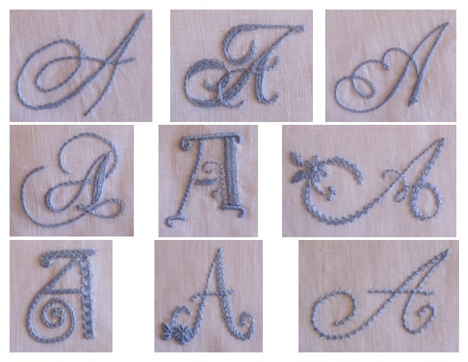 Ручная вышивка инициалов