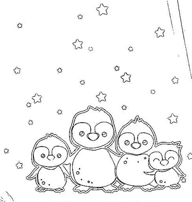 Вытынанки на окна новогодние пингвины