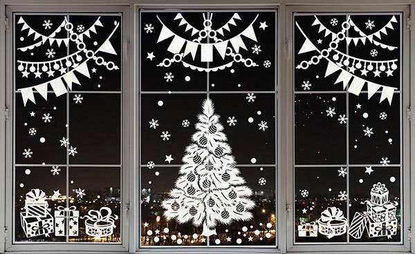 Елка из снежинок на окно