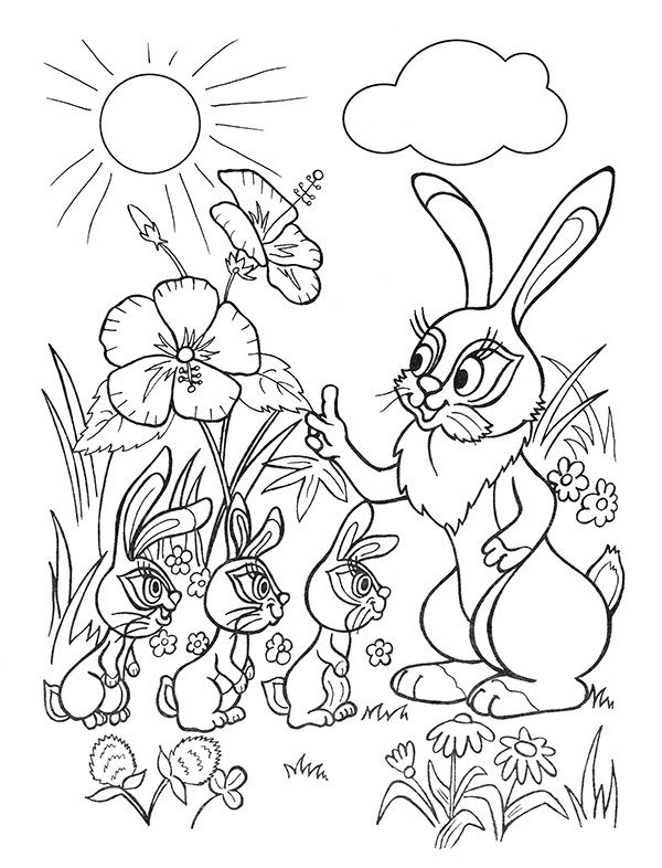 Зайчик раскраска для детей