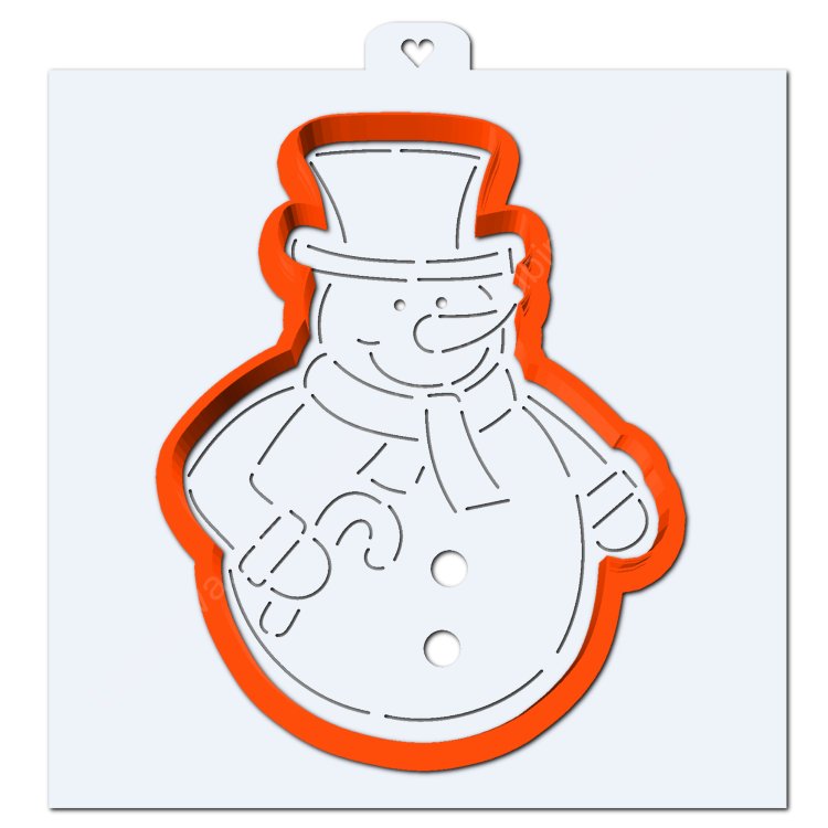 Снеговик трафарет для печенья