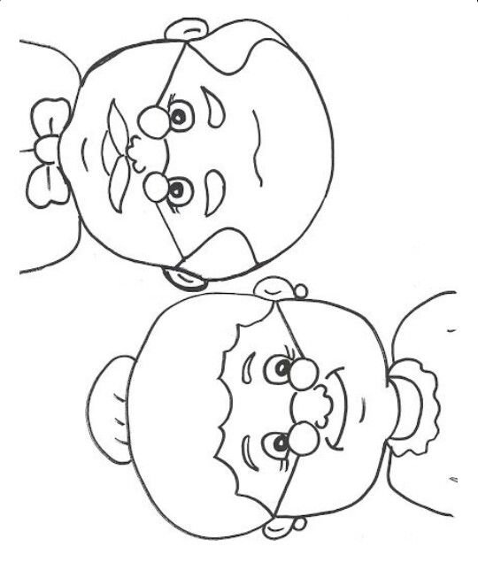 Трафарет лица бабушки и дедушки