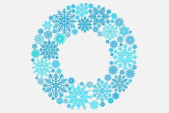 Круглая рамка из снежинок