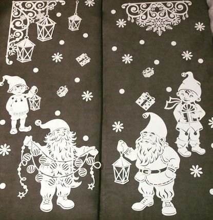 Вытынанки на окна Гномы новогодние