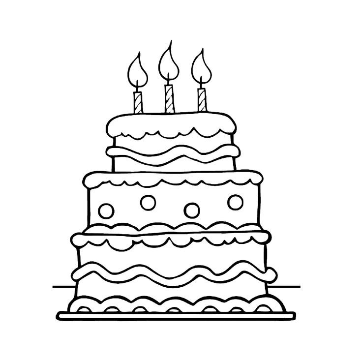 Раскраска торт на день рождения