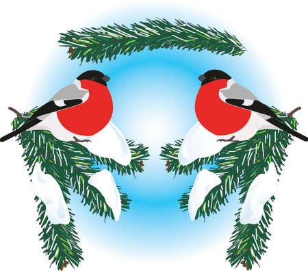 Снегири на окна цветные