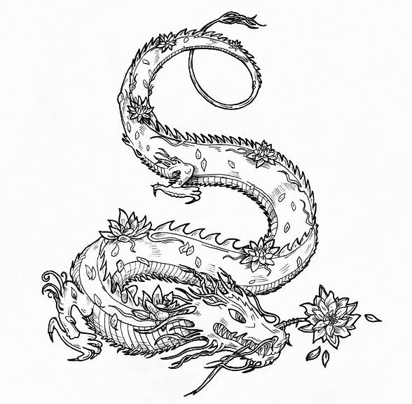 Китайский дракон эскиз