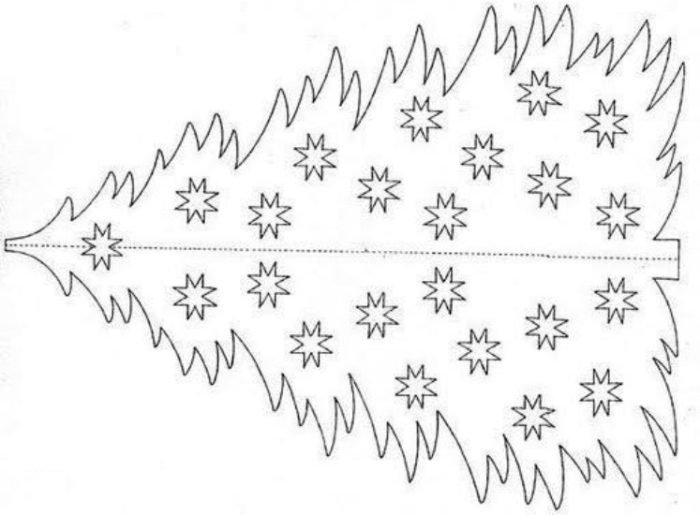 Шаблон еловой ветки на окно