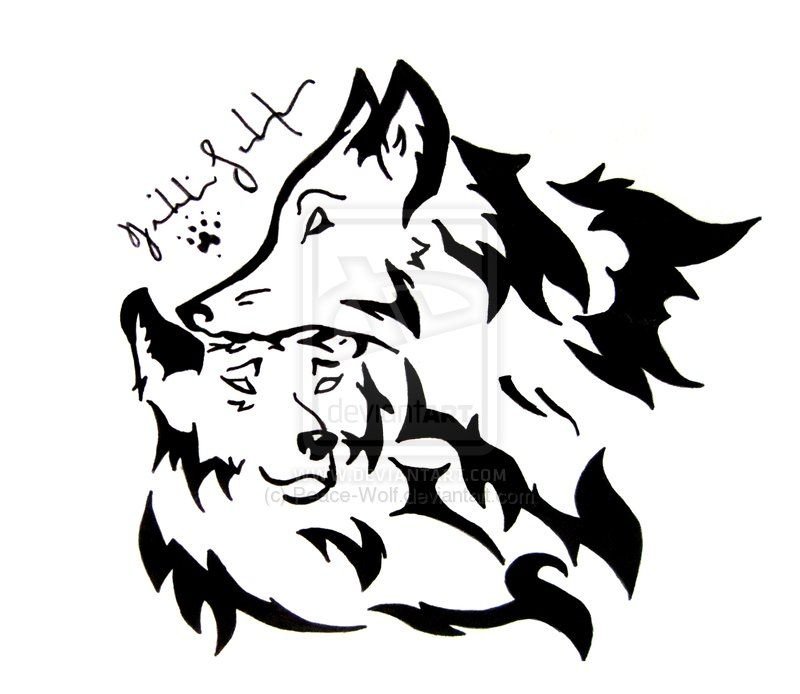 Волк тату трафарет