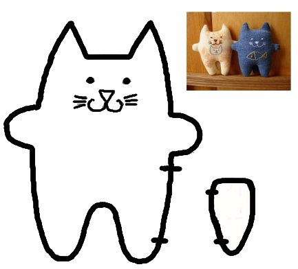 Трафарет кота для шитья мягкой игрушки