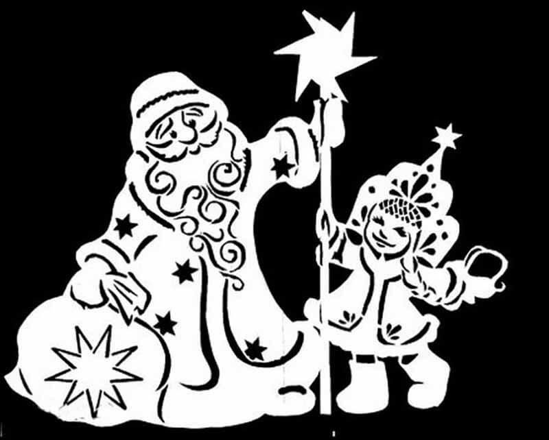 Трафареты на окна новогодние