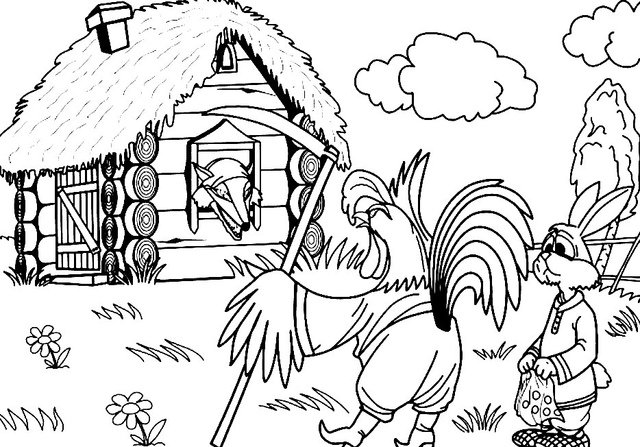 сказка лиса и петух