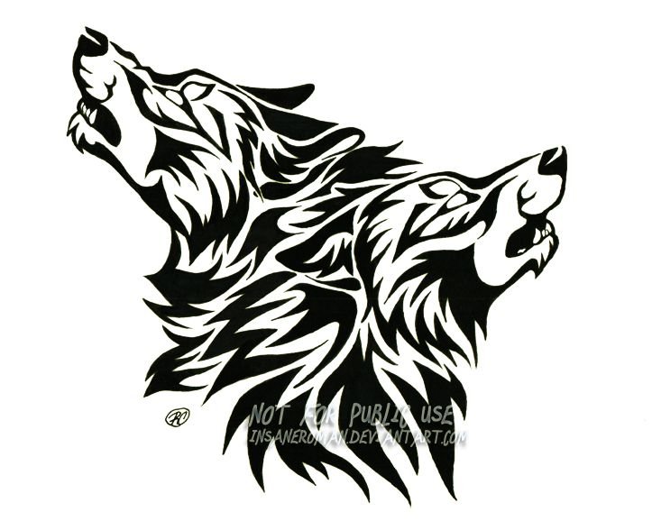 Силуэт волка тату