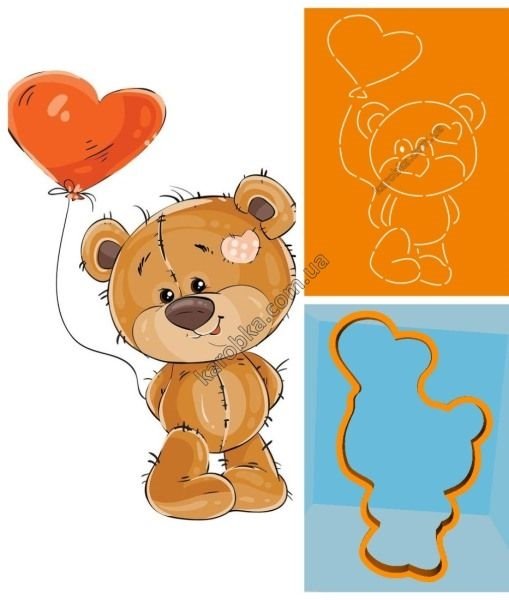 Трафарет мишка с шарами