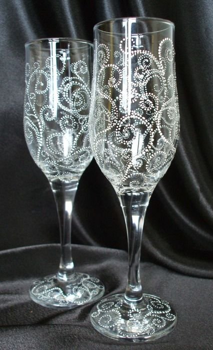 Роспись бокалов контуром по стеклу