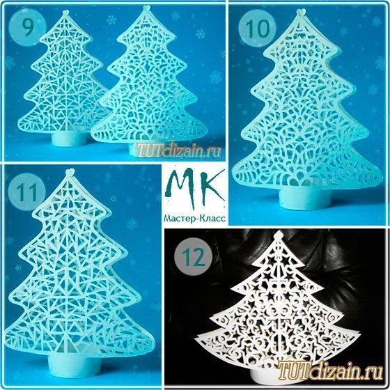 Елочка бумажная объемная ажурная