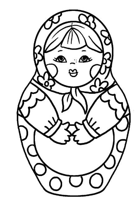 Матрёшка раскраска для малышеий