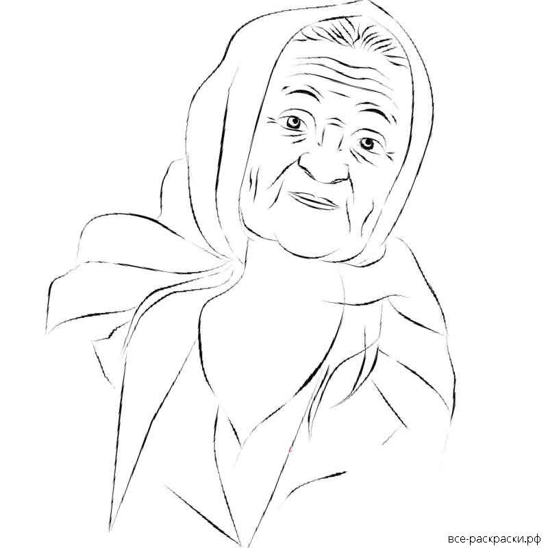 Рисунок бабушки для срисовки