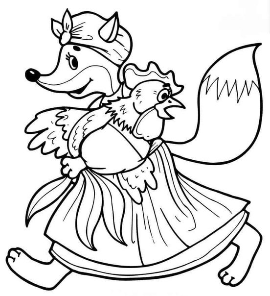 Сказка кот и лиса раскраска