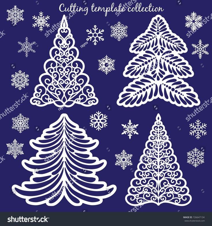 Трафареты снежинок и елок