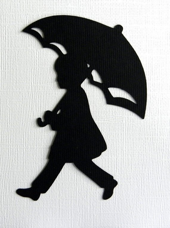 Силуэт ребенка с зонтиком