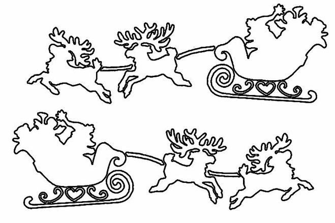 Украшения на окна олени с санями