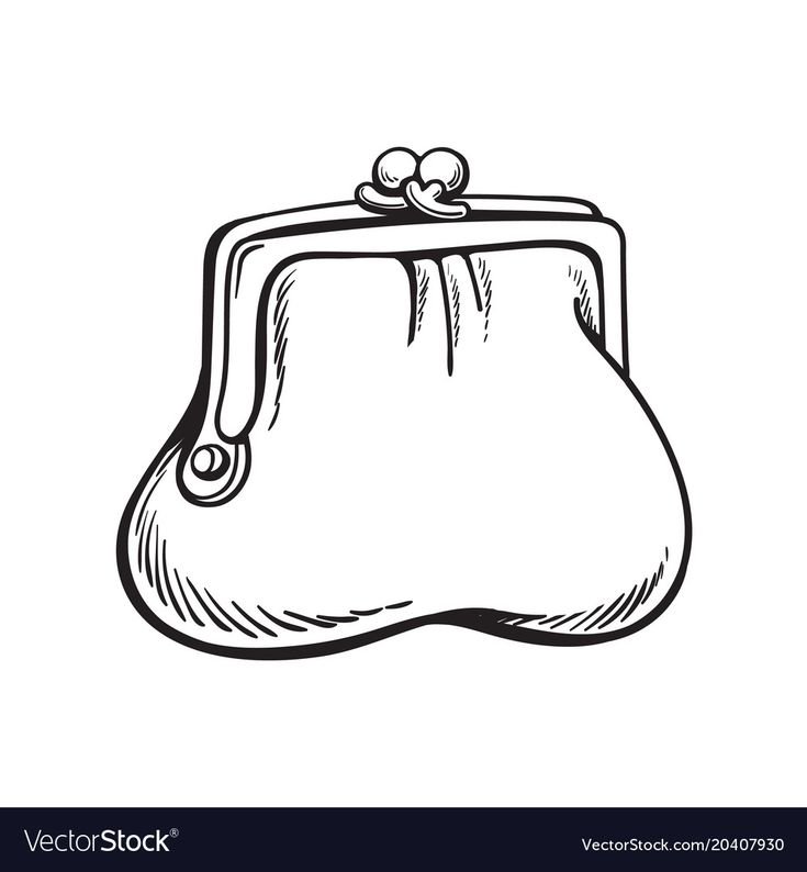 Кошелек рисунок для детей для раскрашивания