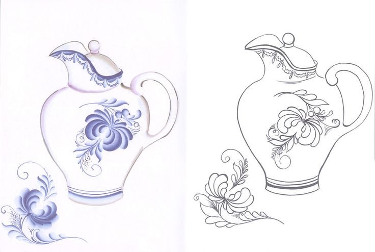 Трафареты гжельской посуды для росписи