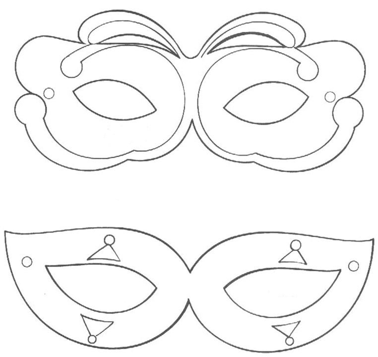 Макет маски для лица карнавальной