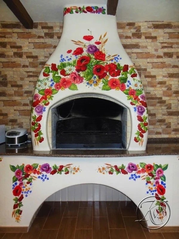 Расписная печь русская