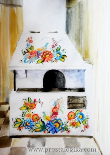 Урало Сибирская роспись на печи