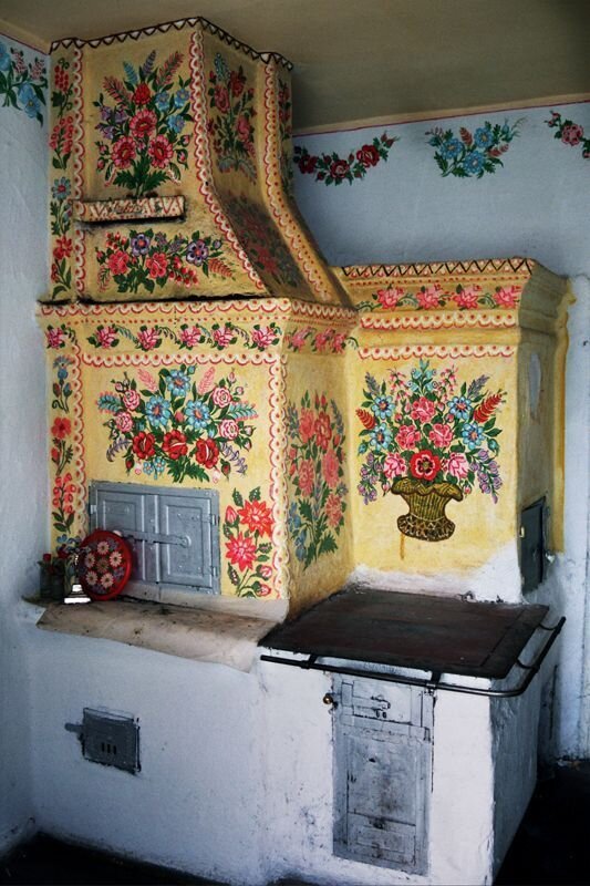 Урало Сибирская роспись на печи