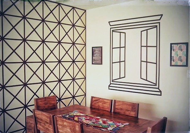 Геометрические рисунки на стенах в интерьере