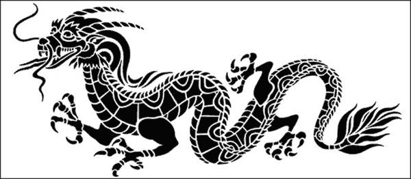 Китайский дракон трафарет