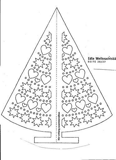 Объемная елочка из бумаги трафарет