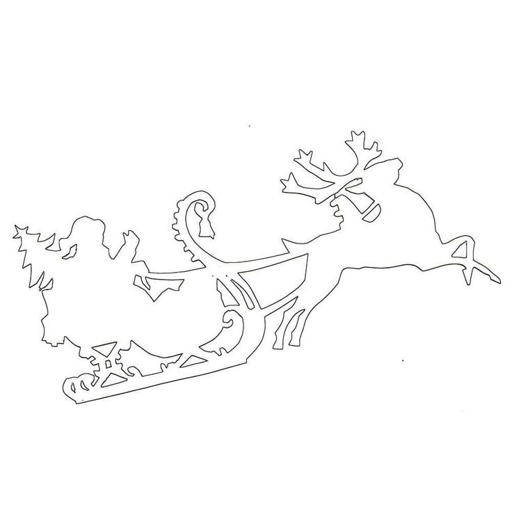 Новогодние украшения на окна сани с оленями