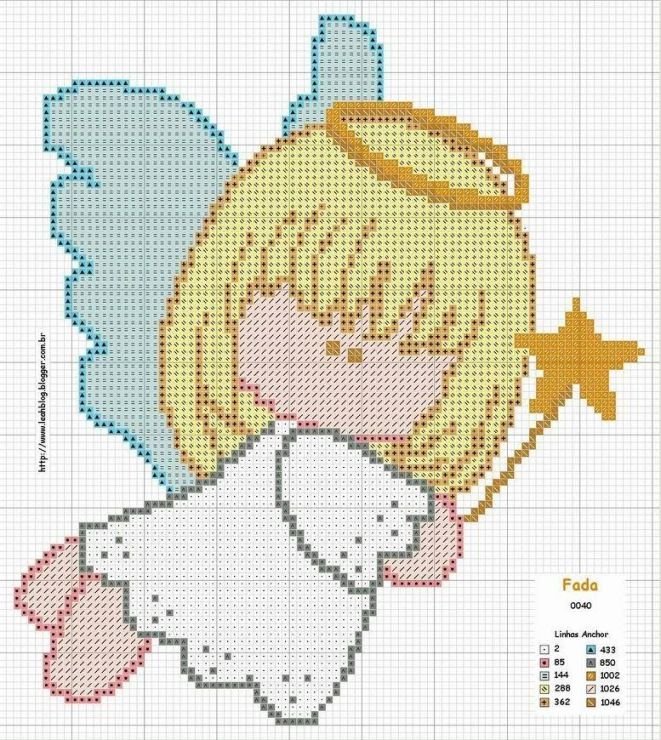 Схема вышивки ангела крестом