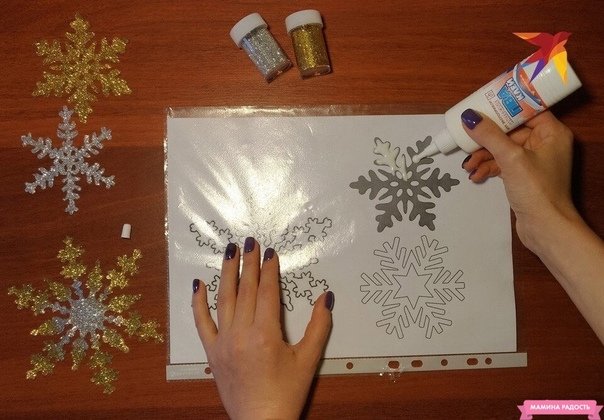 Трафареты снежинок для клея ПВА