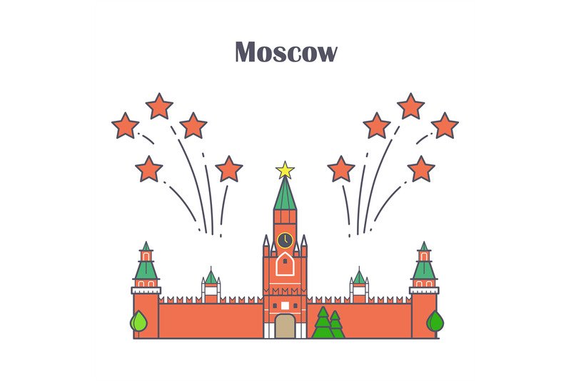 Спасская башня Кремля рисование