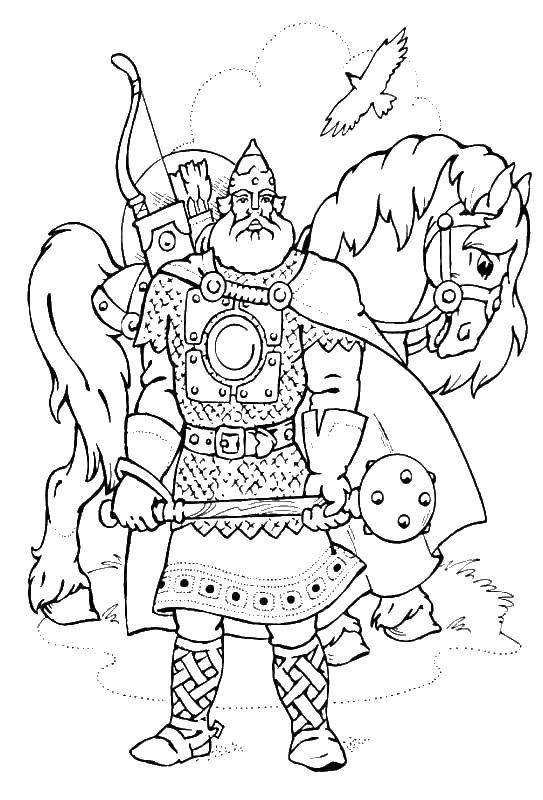 Раскраска богатырь Илья Муромец