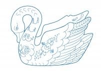 Гжельская роспись лебедь