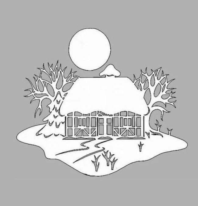 Домик вырезалка на окно