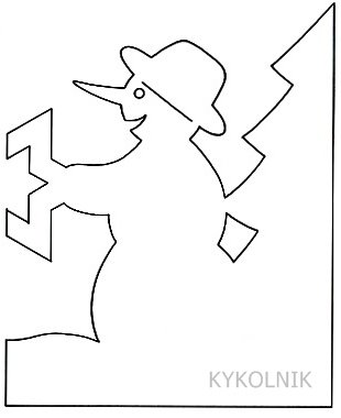 Снеговик трафарет для вырезания