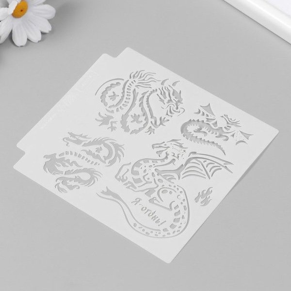 Восточный дракон трафарет