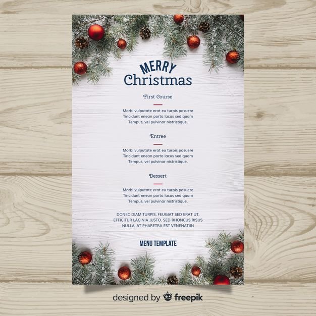 Рождественское меню шаблон