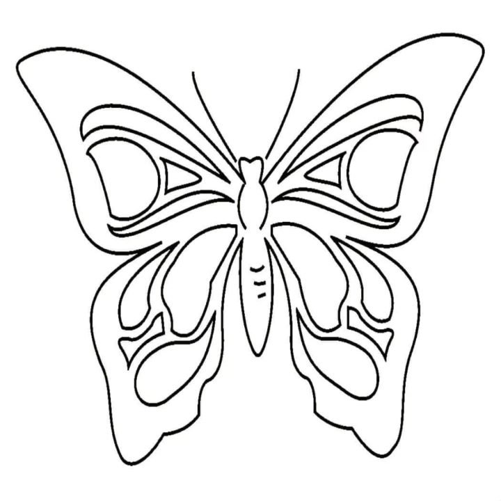 Контур бабочки для вырезания трафарет