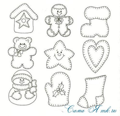 Новогодние игрушки из фетра выкройки