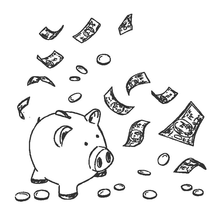 Свинья копилка рисунок