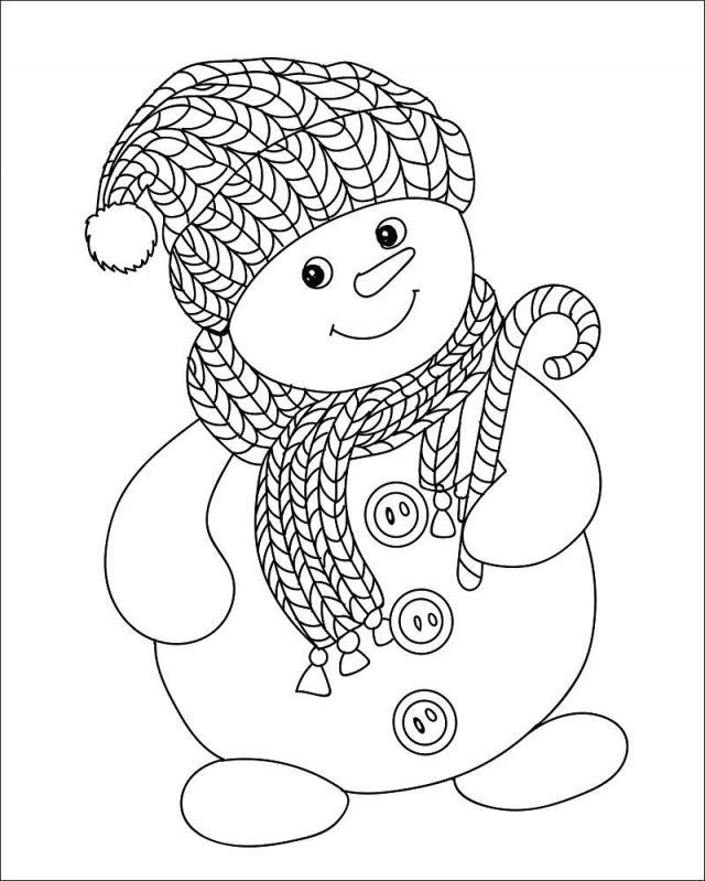 Снеговик с шарфиком раскраска для детей